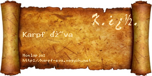 Karpf Éva névjegykártya